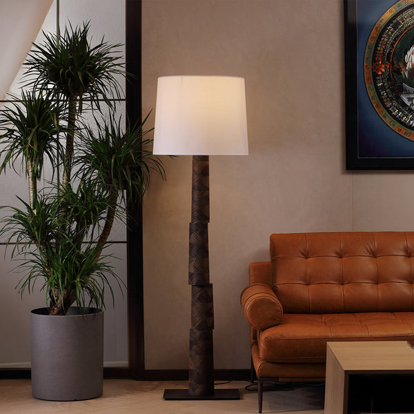 ORVA-F1665-PAULOWNIA-WH - Brushed Dark Grey / Off White - Floor Lamp