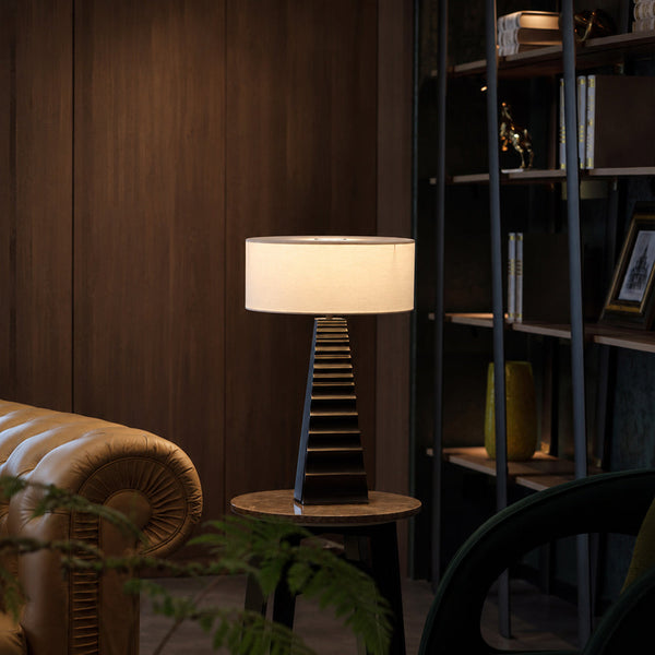 PYMID-T610-COPPER-WH - Blackening and Brushing of Copper / Off White - Table Lamp