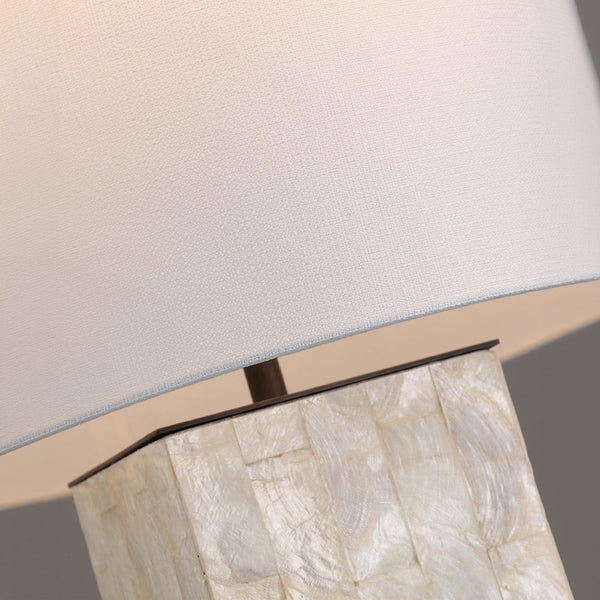QAREL-T550-SHELL-WH - Brushed Dark Grey / Off White - Table Lamp