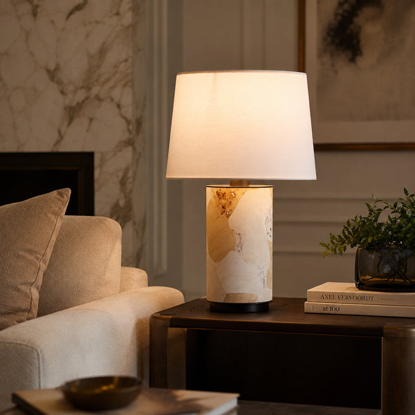 RAREL-T465-BURL-GF-WH - Brushed Dark Grey / Off White - Table Lamp
