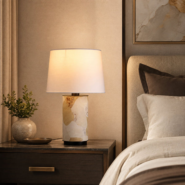 RAREL-T605-BURL-GF-WH - Brushed Dark Grey / Off White - Table Lamp