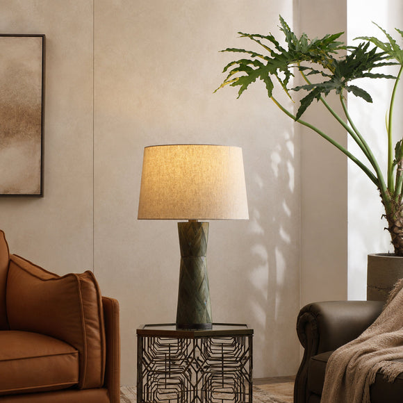 SEREN-T745-PAULOWNIA-SHELL-WH - Brushed Dark Grey / Off White - Table Lamp