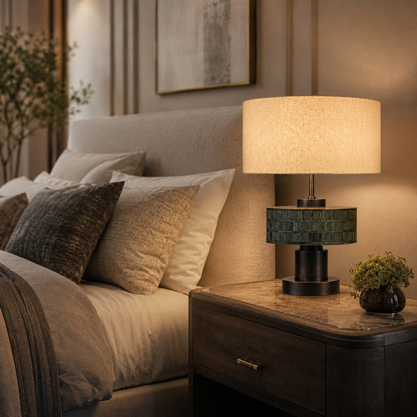 VIERA-T470-HYACINTH-WH - Brushed Dark Grey / Off White - Table Lamp