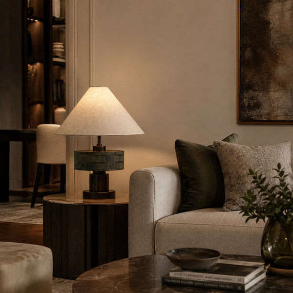 VIERA-T485-HYACINTH-WH - Brushed Dark Grey / Off White - Table Lamp