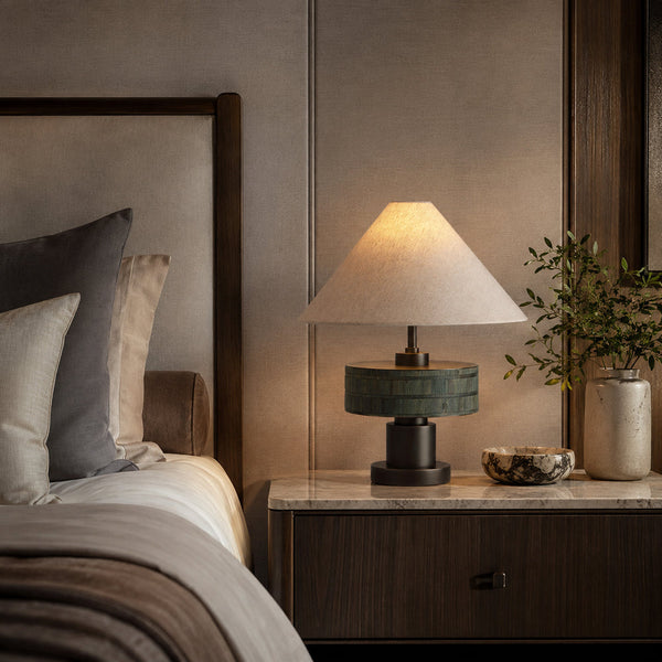 VIERA-T485-HYACINTH-WH - Brushed Dark Grey / Off White - Table Lamp
