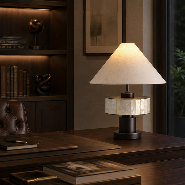 VIERA-T485-SHELL-WH - Brushed Dark Grey / Off White - Table Lamp