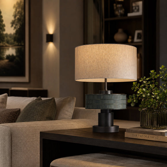VIERA-T600-HYACINTH-WH - Brushed Dark Grey / Off White - Table Lamp