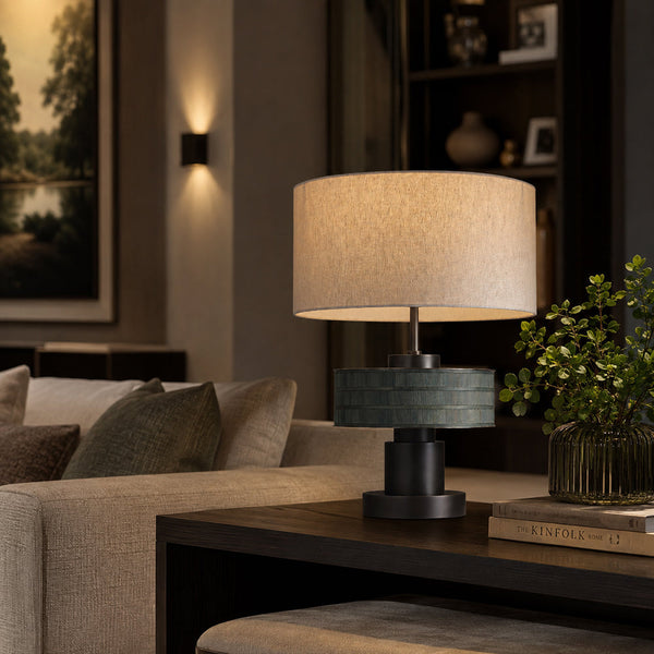 VIERA-T600-HYACINTH-WH - Brushed Dark Grey / Off White - Table Lamp