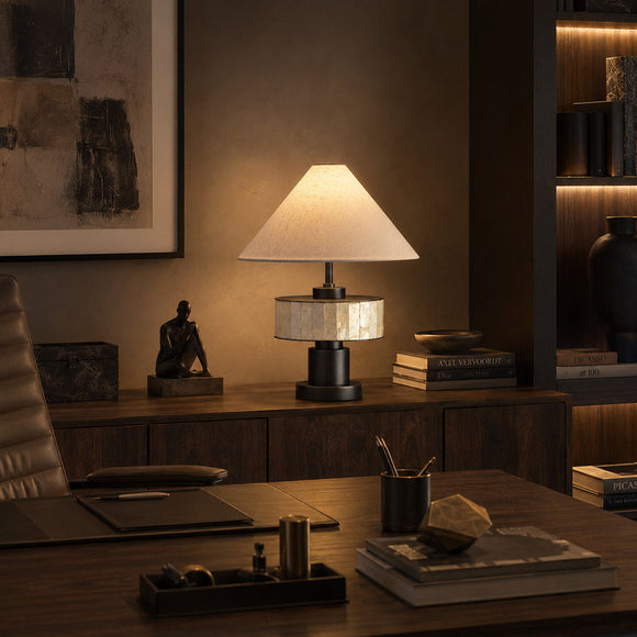 VIERA-T620-SHELL-WH - Brushed Dark Grey / Off White - Table Lamp