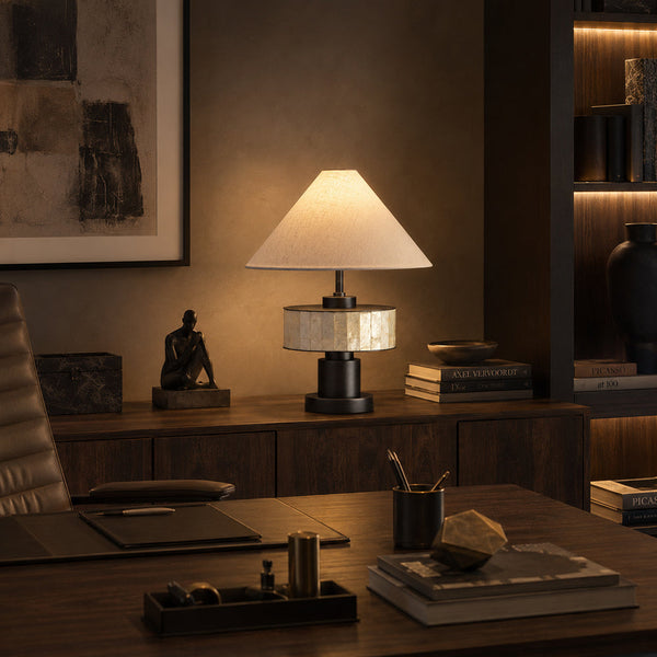 VIERA-T620-SHELL-WH - Brushed Dark Grey / Off White - Table Lamp