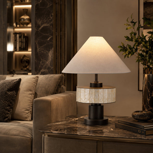 VIERA-T620-SHELL-WH - Brushed Dark Grey / Off White - Table Lamp