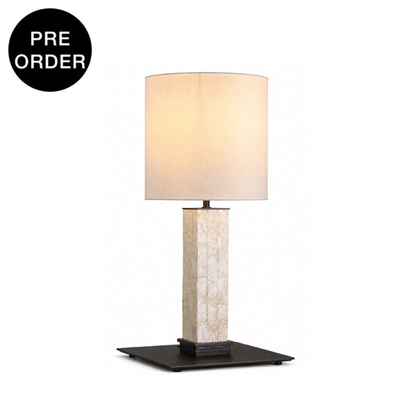 VOLLE-F760-SHELL-WH - Brushed Dark Grey / Off White - Table Lamp